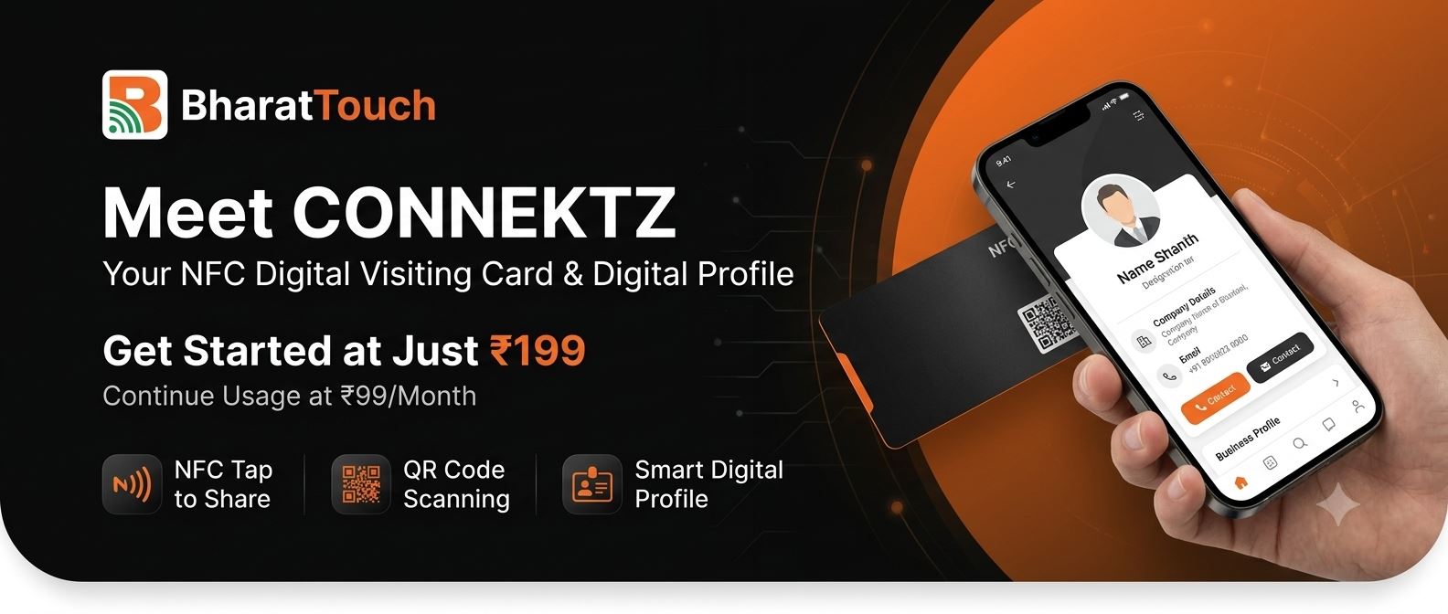 CONNEKTZ by BharatTouch: NFC Digital Card for ₹199